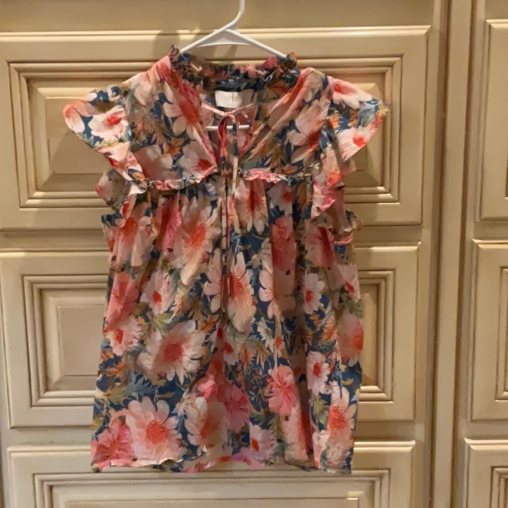 Floral Ruffle Sleeve Top